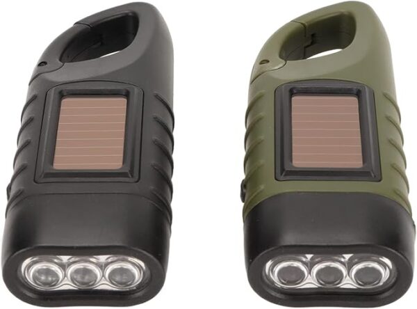 2pcs Hand Crank Solar Powered Flashlight Emergency LED Flashlights Rechargeable Handheld Flashlights Torch for Emergencies Survival Outdoor Sports Camping - Image 2