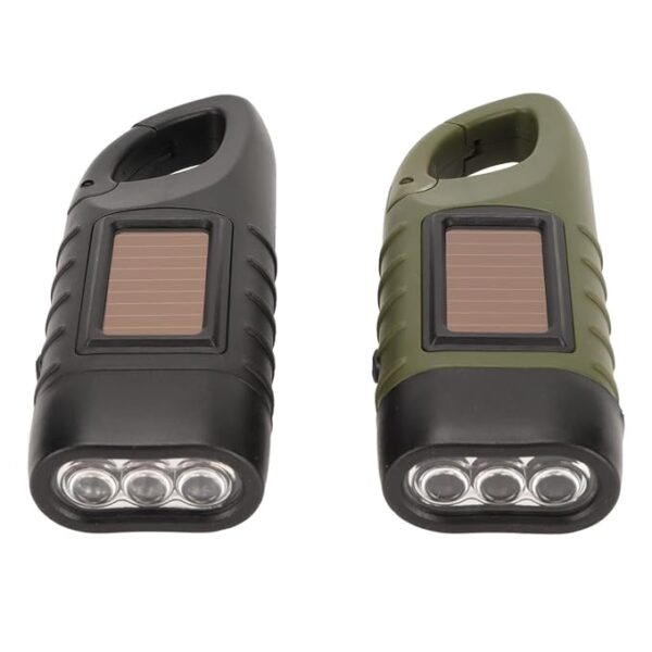 2pcs Hand Crank Solar Powered Flashlight Emergency LED Flashlights Rechargeable Handheld Flashlights Torch for Emergencies Survival Outdoor Sports Camping