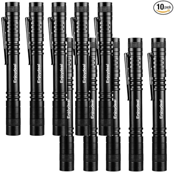 10Pack Pen Light Flashlight 1000LM Ultra Slim LED Pocket Penlight Torch with Clip for Inspection, Camping,and Emergency