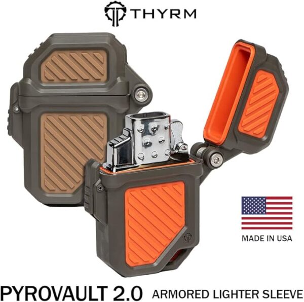 Thyrm PyroVault 2.0 Lighter Armor Compatible with Zippo Inserts, for Protection, Less Evaporation, and Retention, Made in The USA (Urban (Dark Urban Grey + Black)) - Image 3