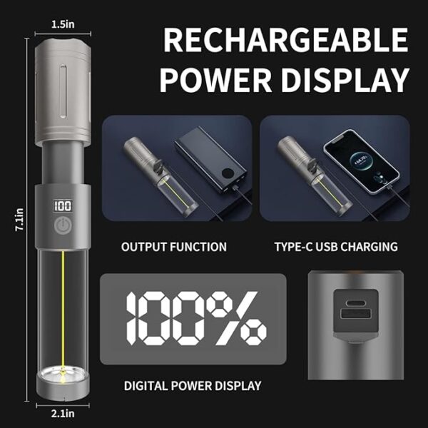 LED Flashlights, Super Bright Tactical Flashlight, Rechargeable, 5 Modes Zoomable Waterproof Flash Lights Adjustable Brightness, Long Lasting for Camping, Emergency, Outdoor, Home, Hiking - Image 5