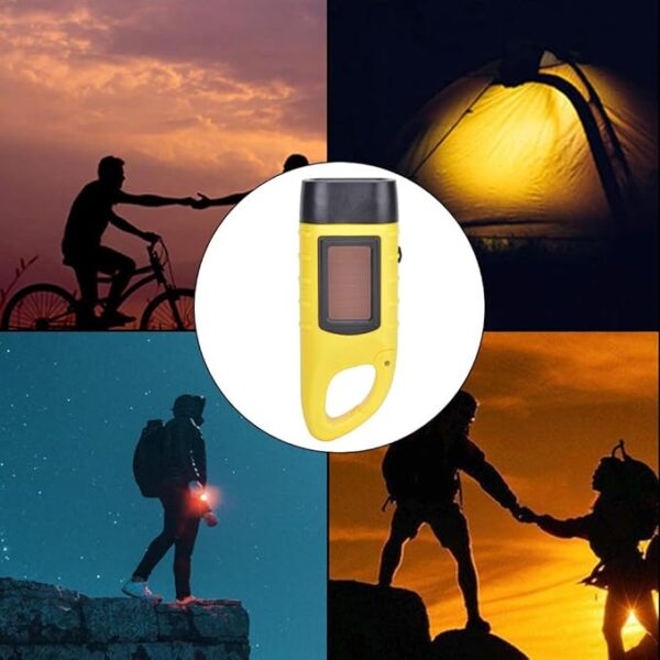 AT5503 ABS Plastic Solar Hand Crank Flashlight Emergency LED Portable Torch for Climbing Camping Safety Weather Emergency Pack (Yellow) , LED Emergency Flashlight , Flashlight Hand Crank Flashlight - Image 3