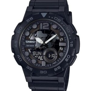 Casio Men's AEQ-100W-1BVCF Classic Analog-Digital Display Quartz Black Watch