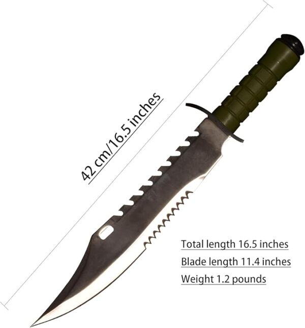 Sawtooth Dagger Blade Sharp 16.5 inches Green, Used for Outdoor Camping, Hiking, Adventure, self-Defense, Survival - Image 3