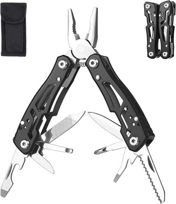 MINI Multitool Pliers, Birthday Christmas Gifts for Men Boyfriend Dad Husband Women, Pocket Knife 14-In-1, Rugged and Practical Portable Computer and Bike Gadgets, Black Camping and Survival Tools - Image 2