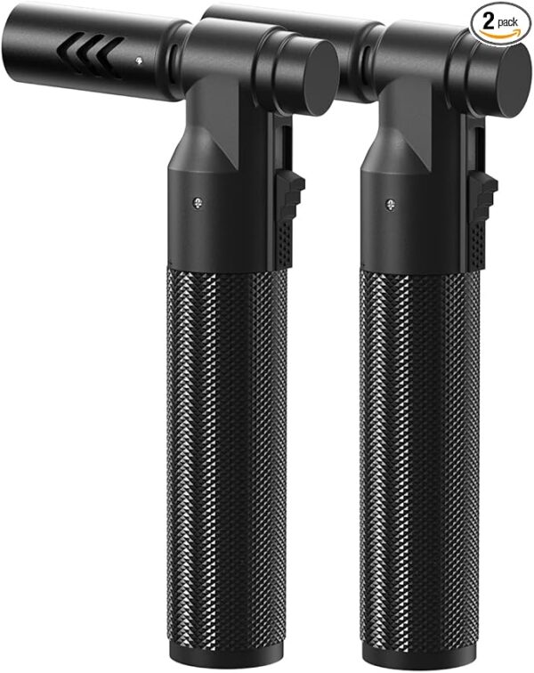2 Pack Butane Torch Lighter Soldering Torch Refillable Adjustable Kitchen Blow Torch for DIY Grill BBQ Baking Desserts Melting Camping(without Fuel) - Image 2