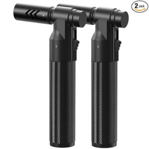 2 Pack Butane Torch Lighter Soldering Torch Refillable Adjustable Kitchen Blow Torch for DIY Grill BBQ Baking Desserts Melting Camping(without Fuel)