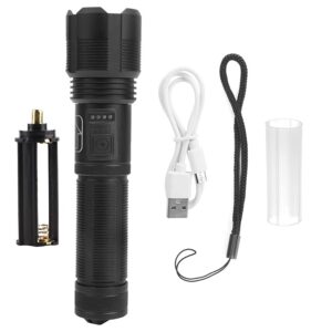 Pilipane Flashlight Zoom Electric Quantity Display USB Rechargeable Strong Brightness Torch P70 High Light Transmitting Convex Mirror for Outdoor Emergency Aluminum Alloy ABS 16.5x4cm 218g