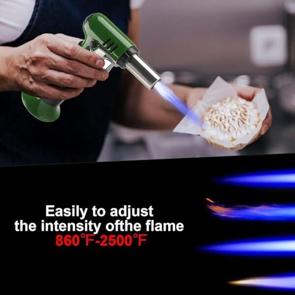 Refillable Butane Torch with Fuel Gauge & Safety Lock - Adjustable Flame - Perfect for Welding, Resin Art, & More - One-handed Operation (Butane Gas Not Included) - Image 4