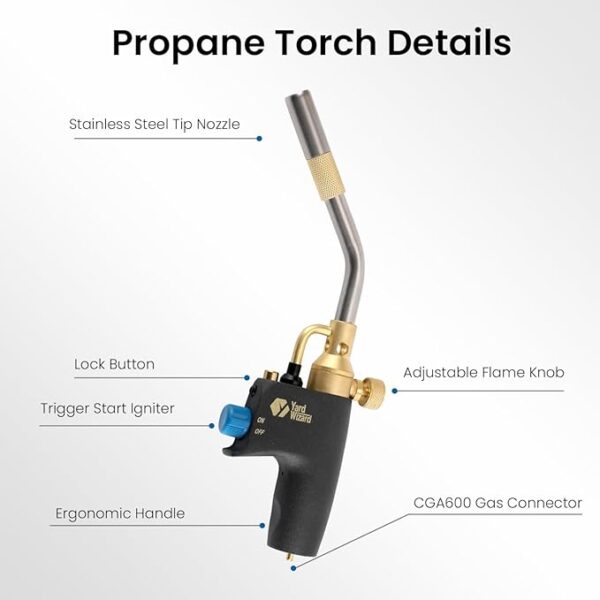 Propane Torch Head, Map Gas Torch with Igniter and Flame Adjustable, Hand Blow Torch with Fuel by Propane MAPP MAP PRO Gas, for Plumbing Soldering Lighting Campfires and Grills (CSA Certified) - Image 11