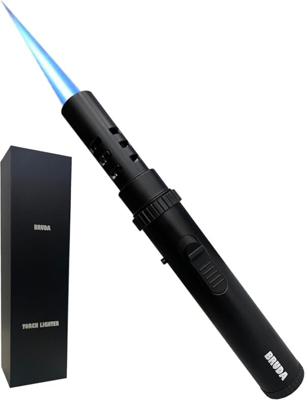 Bruda Hand Metal Butane Torch, Gas Refillable, Adjustable High Jet Flame, Blow Lighter Torch for Camping, Fire, Grill Charcoal, Fireplace, Firewood, Soldering, Cooking, Survival (Butane Not Included) - Image 2