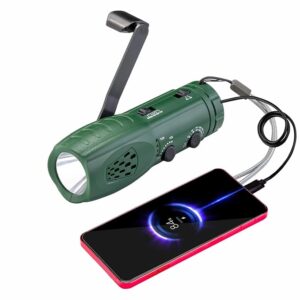 Hand Crank Flashlight with Emergency Radio LED Torch Phone Charger, Portable Dynamo SOS Rechargeable USB Charging Handheld LED Flashlights Built-in Loudspeaker for Camping Hiking Gift