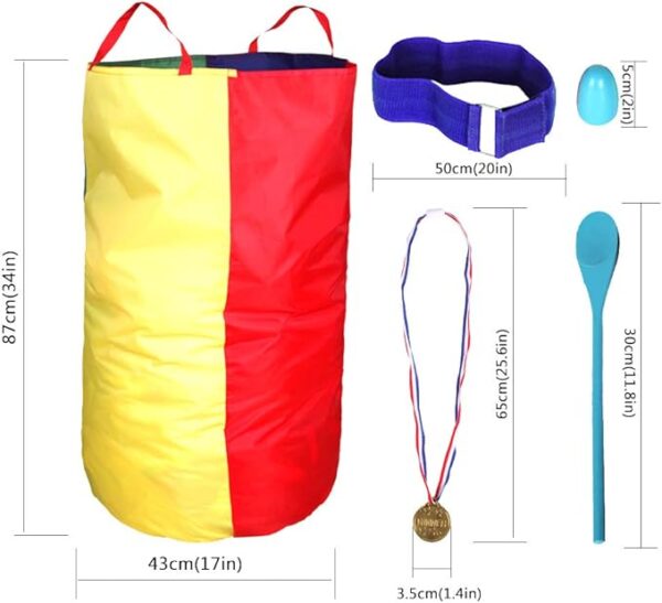 CWLAKON Outdoor Games, Potato Sack Race Bags for Kids Adults, Egg Spoon Relay Race, 3 Legged Race Bands, Birthday Party, Field Day Family Reunion Carnival Outside Yard Lawn Easter Fall Festival Games - Image 7