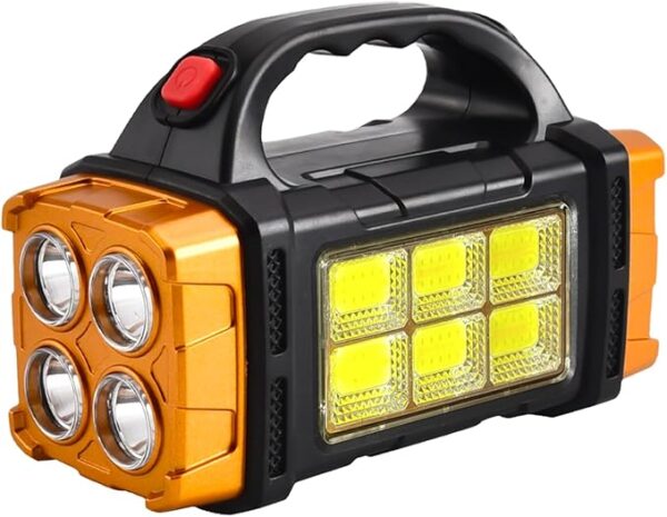 Solar LED Flashlight, High Lumen Handheld Rechargeable Outdoor Spotlight, 4 Light Mode Searchlight for Camping Emergencies Hunting - Image 2