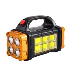 Solar LED Flashlight, High Lumen Handheld Rechargeable Outdoor Spotlight, 4 Light Mode Searchlight for Camping Emergencies Hunting