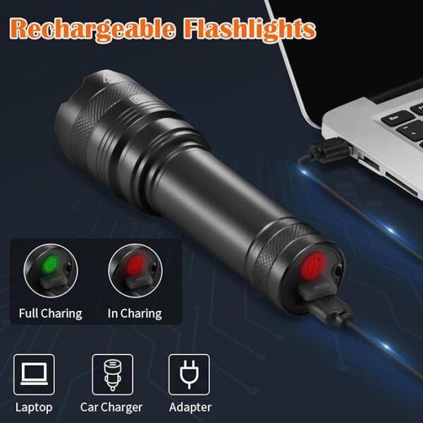 3Pack Rechargeable Flashlights, Tactical Flashlight High Lumens, Super Bright Flashlight, Mini Small Flashlights Powerful, LED Linterna Recargable, Pocket Handheld LED Flash Light for Home Emergency - Image 3