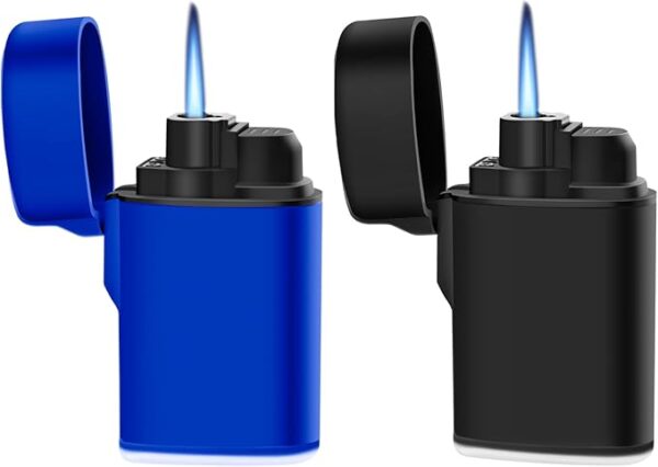Navpeak Mini Torch Lighter Windproof Jet Flame Butane Pocket Refillable for Candles, Outdoor, Firework, Camping, Fireplaces, Gas Stove, BBQ & Survival Gear, Pack 2, Black+Blue (Butane not Included) - Image 2