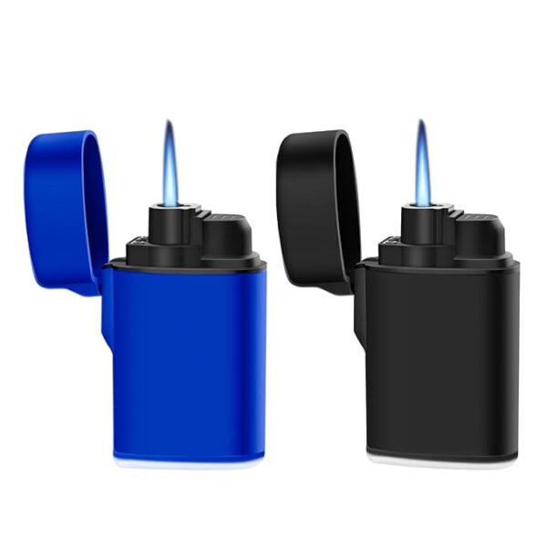 Navpeak Mini Torch Lighter Windproof Jet Flame Butane Pocket Refillable for Candles, Outdoor, Firework, Camping, Fireplaces, Gas Stove, BBQ & Survival Gear, Pack 2, Black+Blue (Butane not Included)