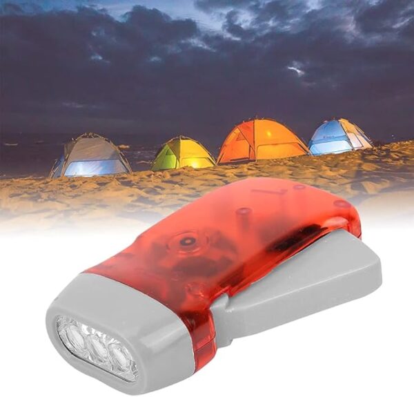 LED Torch Emergency Flashlight Lamp , Hand Crank Flashlight , Outdoor Mini Manual Hand Crank Torch for Camping Home Car Emergency Survival Gear Self Powered Charging Torch Dynamo(Red and blue) , Fla - Image 4