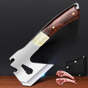 Camping Hatchet Camping Axe Forged High Carbon Steel for Meat Cleaver Axe Outdoor Splitting Wood Great for Axe Throwing, Camping, Survival, Outdoors and Chopping (734F)