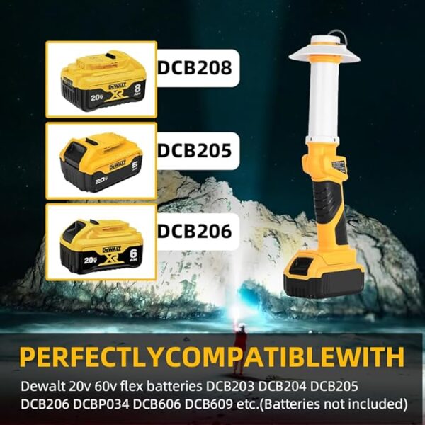 800LM Lantern Compatible with Dewalt 20V Max Batteries Outdoor Portable Camping Lantern with Hook USB Output Emergency Light Perfect for Camping Hiking and Outdoor Activities(NO Battery) - Image 5