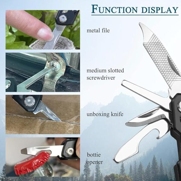 MINI Multitool Pliers, Birthday Christmas Gifts for Men Boyfriend Dad Husband Women, Pocket Knife 14-In-1, Rugged and Practical Portable Computer and Bike Gadgets, Black Camping and Survival Tools - Image 6