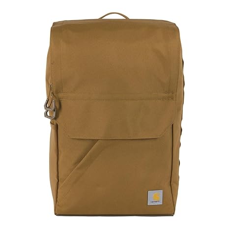 Carhartt 21L Top-Load Backpack, Durable Water Resistant Coated Canvas Base W/ 17" Laptop Sleeve, Brown, One Size