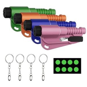 4 Pack Window Breaker Seatbelt Cutter Car Window Breaker Tool â Emergency-Proven 3-in-1 Escape Tool with Glass Breaker, Seatbelt Cutter & Whistle â Portable Keychain Design, Multi-Car Safety Kit