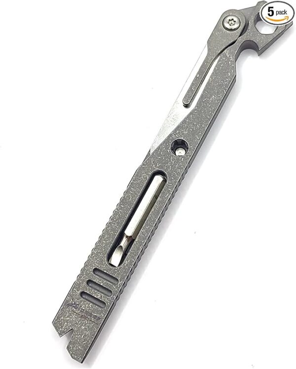 Titanium Pry Bar,EDC Multitool Pry Bar,Multitool Bottle OpenerBox Cutter, Outdoor Camping Utility Knife Emergency Tool,EDC Pocket Tools (grey) - Image 2