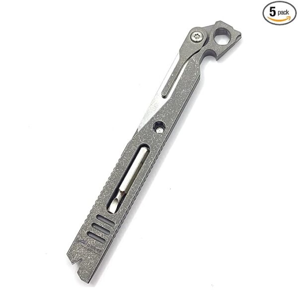 Titanium Pry Bar,EDC Multitool Pry Bar,Multitool Bottle OpenerBox Cutter, Outdoor Camping Utility Knife Emergency Tool,EDC Pocket Tools (grey)