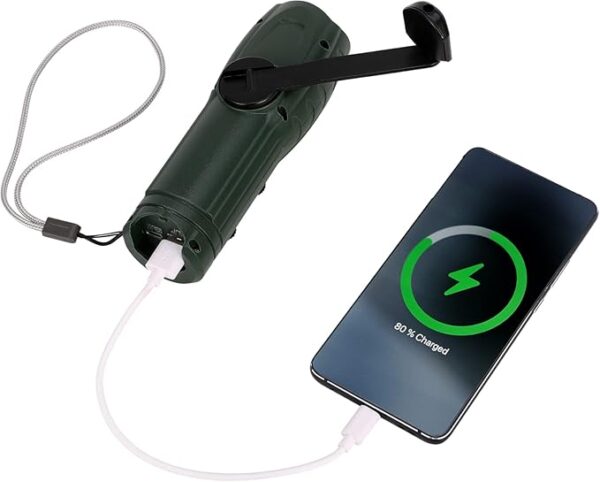 Hand Crank Flashlight with Emergency Radio LED Torch Phone Charger, Portable Dynamo SOS Rechargeable USB Charging Handheld LED Flashlights Built-in Loudspeaker for Camping Hiking Gift - Image 6