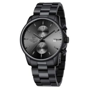 GOLDEN HOUR Fashion Business Mens Watches with Stainless Steel Waterproof Chronograph Quartz Watch for Men, Auto Date