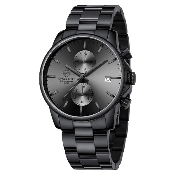 GOLDEN HOUR Fashion Business Mens Watches with Stainless Steel Waterproof Chronograph Quartz Watch for Men, Auto Date