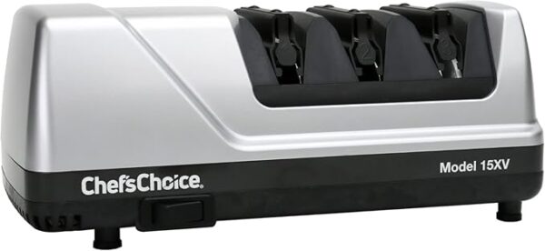 Chef'sChoice 15XV EdgeSelect Professional Electric Knife Sharpener with 100-Percent Diamond Abrasives and Precision Angle Guides for Straight Edge and Serrated Knives, 3-Stage, Gray - Image 2