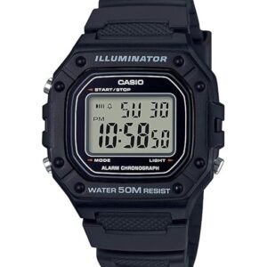 Casio W218H Series | Menâs Digital Watch | 50M WR | 1/100 Second Stopwatch | 100 SEC Chronograph | LED Backlight | Countdown Timer | Daily Alarm | Hourly Time Signal | 7 Year Battery