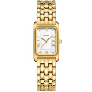 Watches for Women Vintage Bracelet Roman Dial Rectangular Case Gold Watch Waterproof with Tools