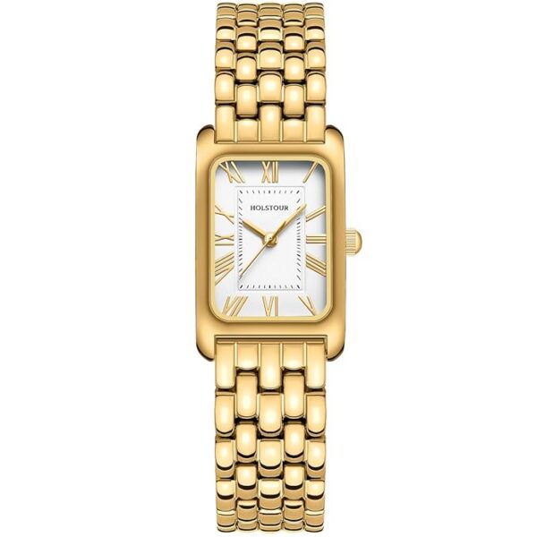Watches for Women Vintage Bracelet Roman Dial Rectangular Case Gold Watch Waterproof with Tools