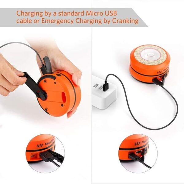 ThorFire LED Camping Lantern Lights Hand Crank USB Rechargeable Lanterns Collapsible Mini Flashlight Emergency Torch Night Light Tent Lamp for Camping Hiking Tent Garden Patio - CL01 - Image 4