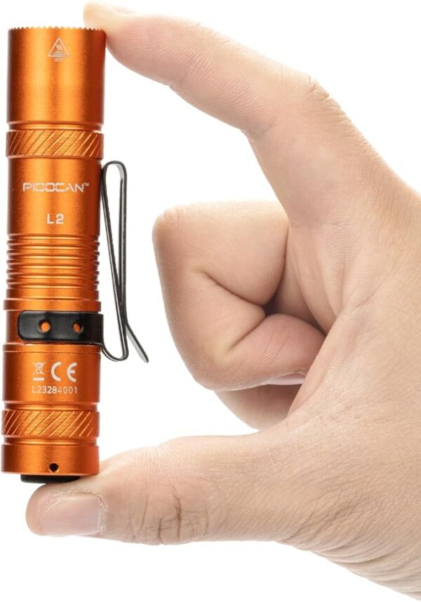 Rechargeable Flashlights 1200 Lumens EDC Flashlight, AA Pocket Flashlight High Lumens with Clip, Super Bright Small Flashlight, 4 Modes Flash Light for Camping, Home, and Emergencies (Orange) - Image 2