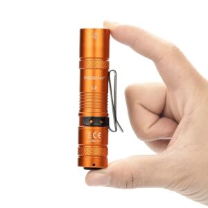Rechargeable Flashlights 1200 Lumens EDC Flashlight, AA Pocket Flashlight High Lumens with Clip, Super Bright Small Flashlight, 4 Modes Flash Light for Camping, Home, and Emergencies (Orange)