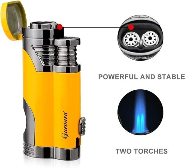 GUEVARA Butane Torch Lighter with Punch Windproof Double Jet Lighters - Image 3