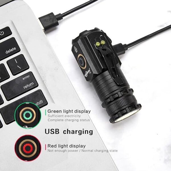 Outdoor camping Mini LED flashlight Type-C usb rechargeable powerful torch 5000 lumens floodlight 5 light mode Barbecue lamp working lamp Applicable EDC travel by walking Emergency Tactical Flashlight - Image 5