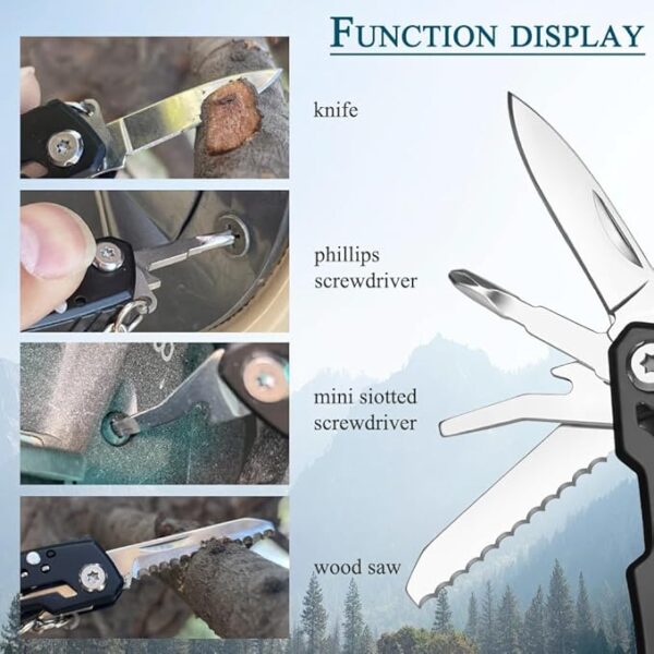 MINI Multitool Pliers, Birthday Christmas Gifts for Men Boyfriend Dad Husband Women, Pocket Knife 14-In-1, Rugged and Practical Portable Computer and Bike Gadgets, Black Camping and Survival Tools - Image 5