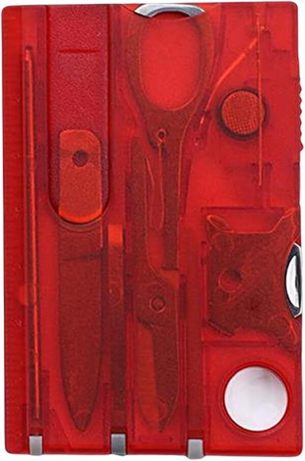 Red Outdoor Survival Bottle Opener Card Multi Tool Outdoor Barbecue Knife Camping Tool Hiking LED Light Magnifier Tool Gear Multitools,Multitools and Accessories - Image 2