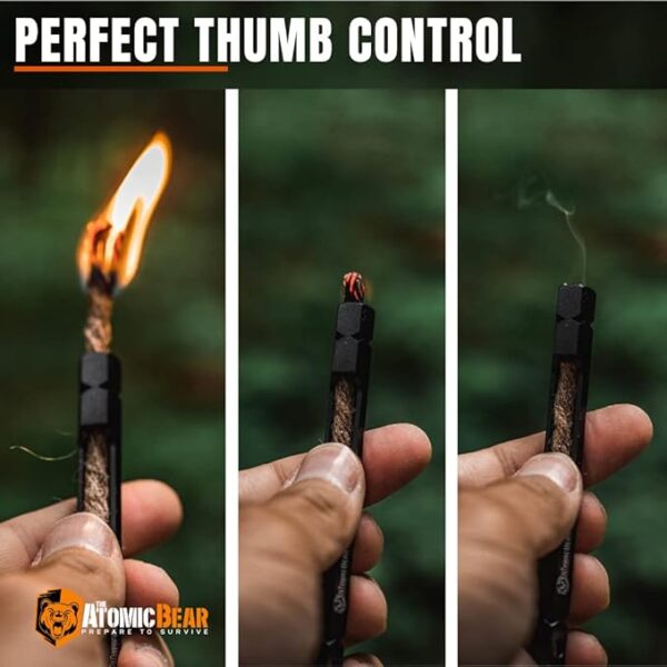 Fire Starter Wick for Campfires - Firewand Survival Tool Serves as a Waterproof Match - Easy to Light with Flint and Steel - Extinguish The Flame Inside The Wand's Tube- 39" Tinder Rope for Long Burn - Image 6