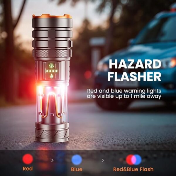 Torches LED Super Bright 5000 High Lumen, Rechargeable Torch with Camping Light, Zoomable, 11 Light Modes, Long Battery Life, Waterproof Powerful Tactical Torch for Camping, Dog Walking, Emergency - Image 6