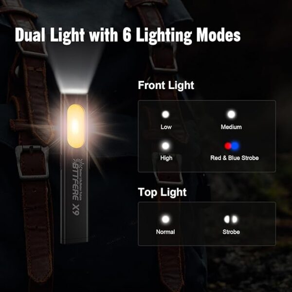2 Pack Pocket Flashlight EDC Clip Light with Magnetic Base - 675 Lumen USB-C Rechargeable Slim Flat IPX4 Waterproof Dual Modes Compact LED Flashlight for Camping Travel Emergency - Image 4