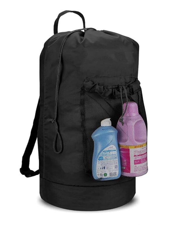 Dalykate Backpack Laundry Bag, Laundry Backpack with Shoulder Straps and Mesh Pocket Durable Nylon Clothes Hamper Bag with Drawstring Closure for College, Travel, Laundromat, Apartment
