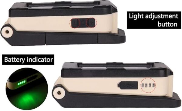 LED Work Light Outdoor Emergency Light with Rotatable Hook and Magnet USB Rechargeable Handheld Torch Flashlight for Yard Garage Fishing Hiking - Image 6