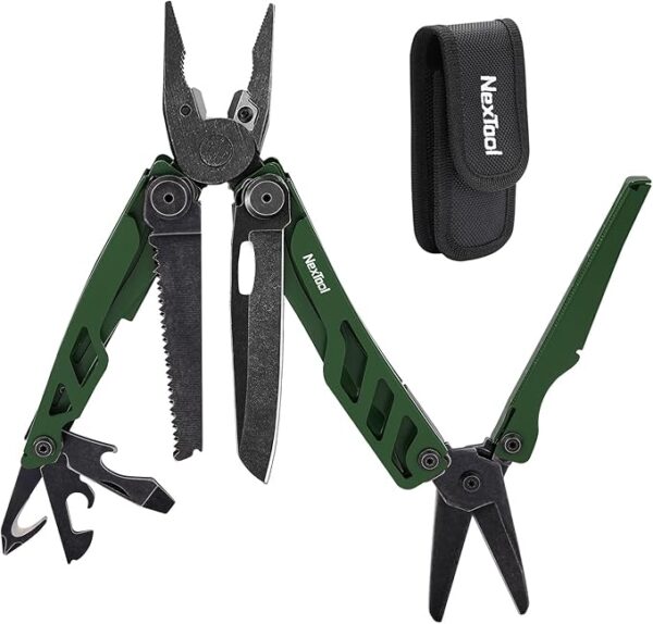 NexTool Flagship Pro, Multi Tool, Multitool Pliers with Folding Scissors, Replaceable Wire Cutters and Safety Locking, Multi Tool Pocket Knife, Survival Tools with Glass Breaker, Gifts for Men-Green - Image 2